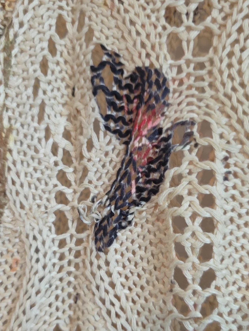 EUC Oversized Small (More Like 1X) Boutique Open-Knit Butterfly Floral Sweater - Picture 3 of 5